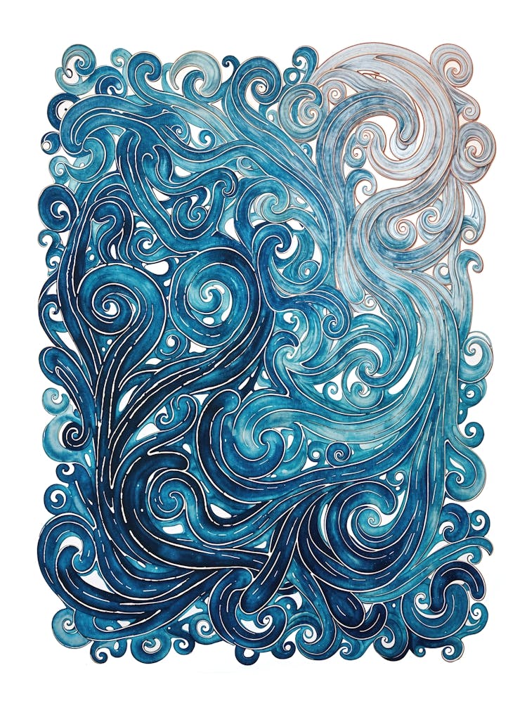 Blue And White Swirls