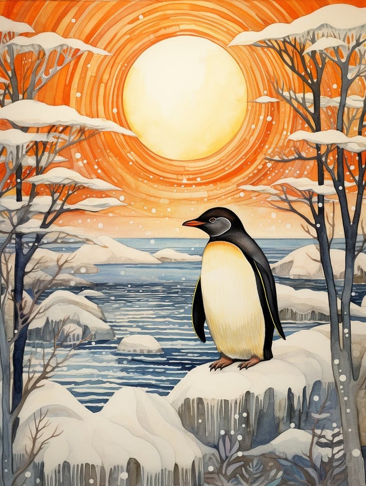Winter Bird Painting Penguin 4