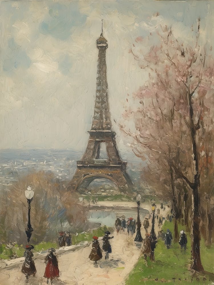 Eiffel Tower Paris France Pissarro Style 5