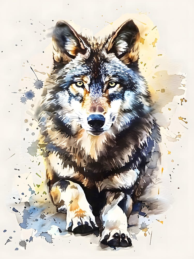 Loup Peinture à l'Aquarelle