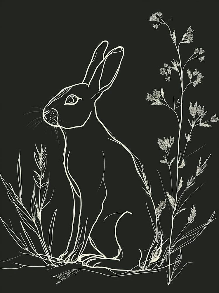 Satin Rabbit Minimalist Illustration 2