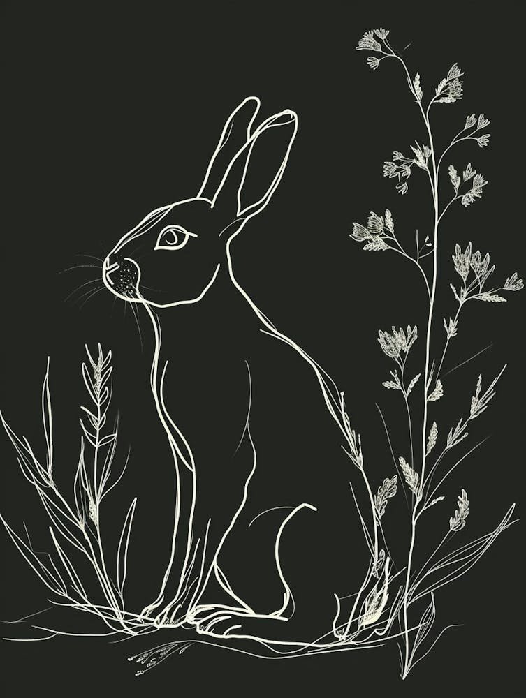Satin Rabbit Minimalist Illustration 2