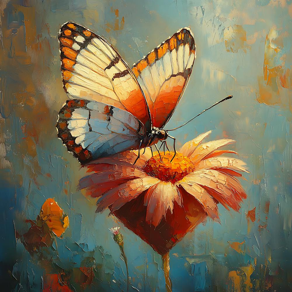 Butterfly Resting on Heart Flower 1