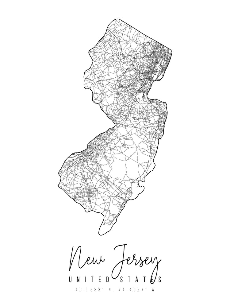 New Jersey Minimal Street Map