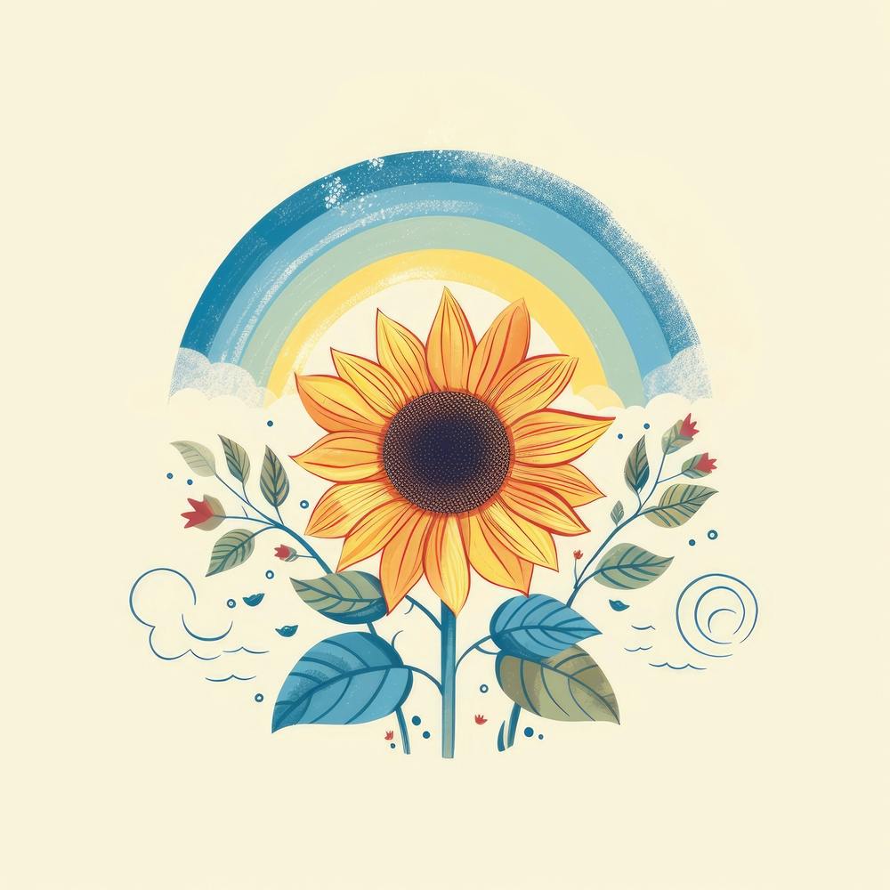 Sonnenblume mit Regenbogen