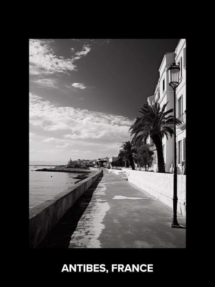 Poster Of Antibes, France, Mediterranean Black And White Photography Analogue 1