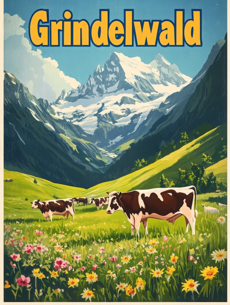 Aihrgdesign Une Affiche de Voyage Classique des Années 1960 Pour Grindelwald 3