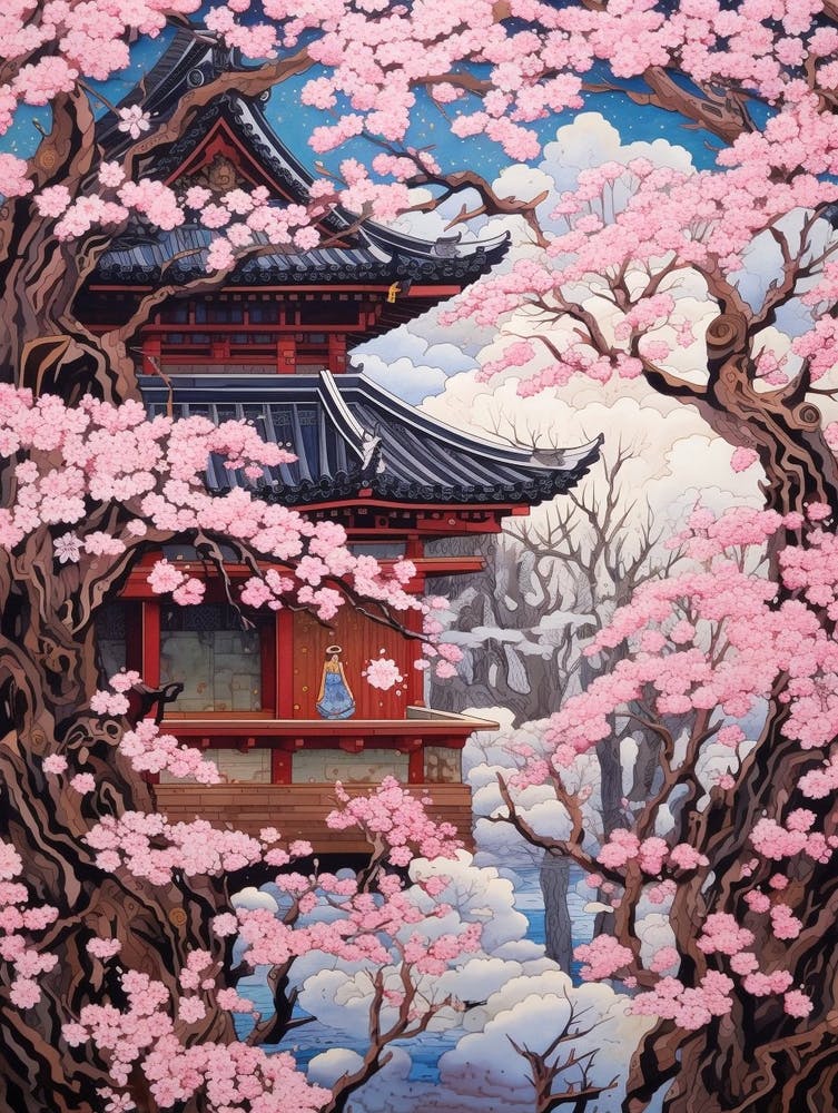 Fleurs de Cerisier Illustration de Style Japonais 6