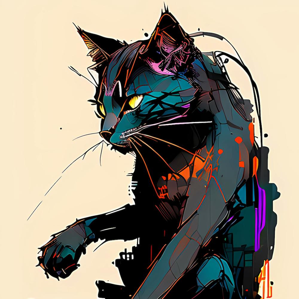 Abstract Cat Painting