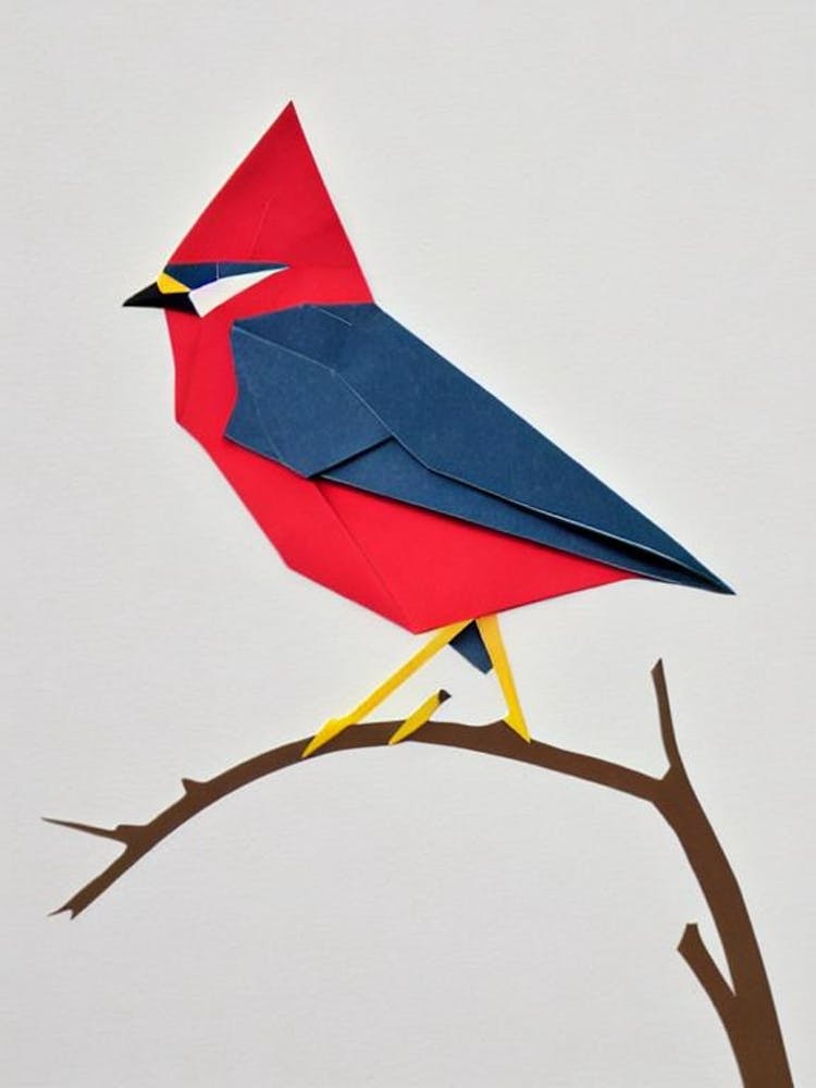 Cedar 2 Waxwing Origami Bird