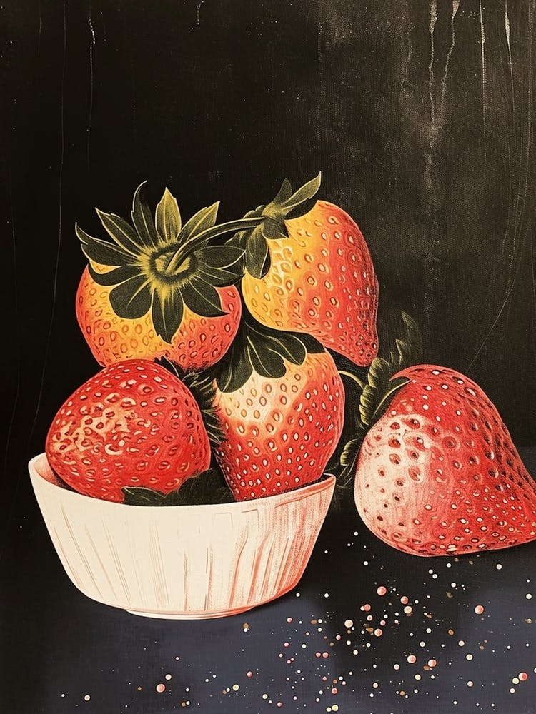 Art Deco Strawberry Still Life