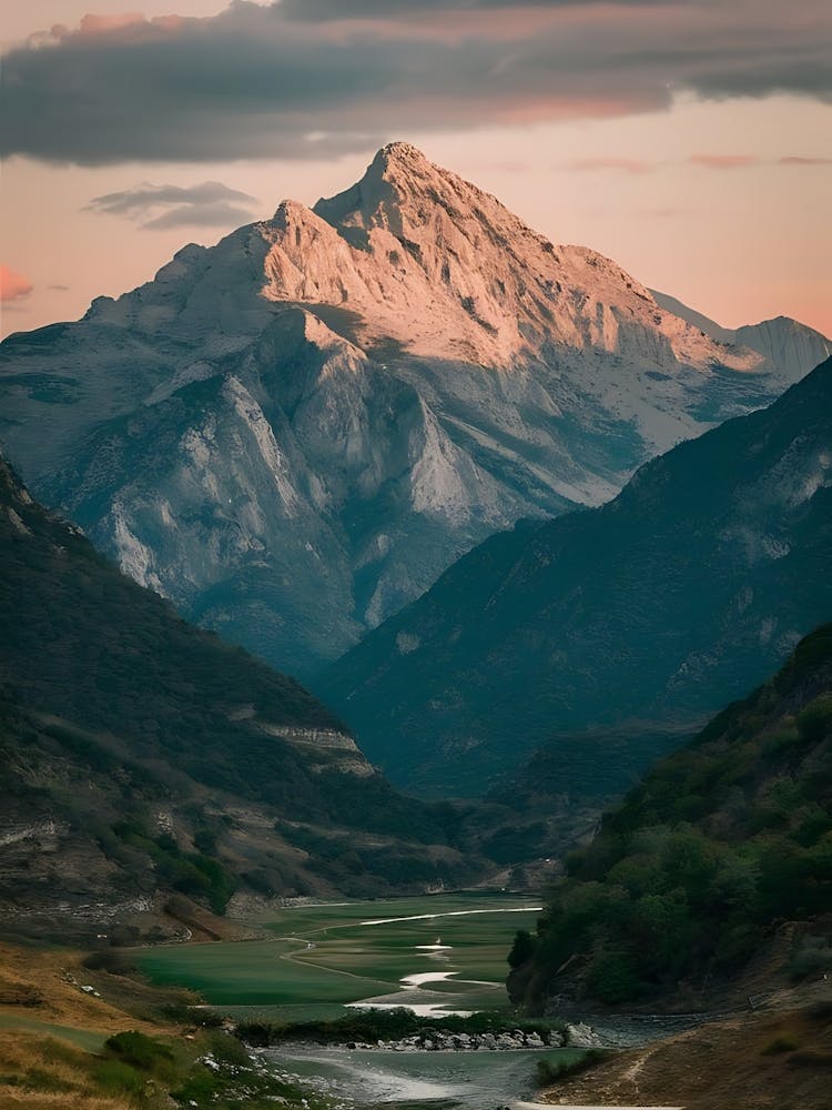 Mountain Range At Sunset