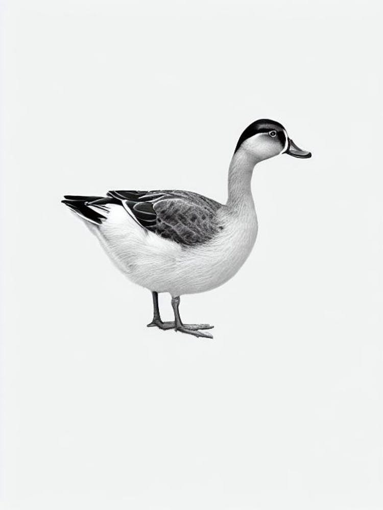 Duck B&W Pencil Drawing 2 Bird