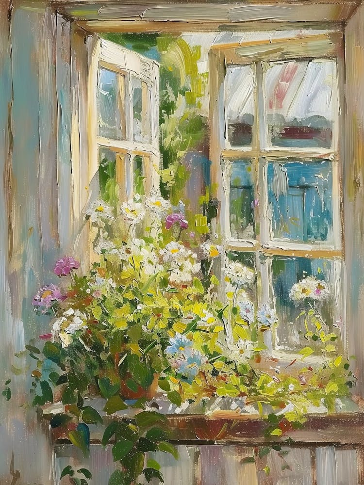 Lavender Flowers On A Cottage Window 2