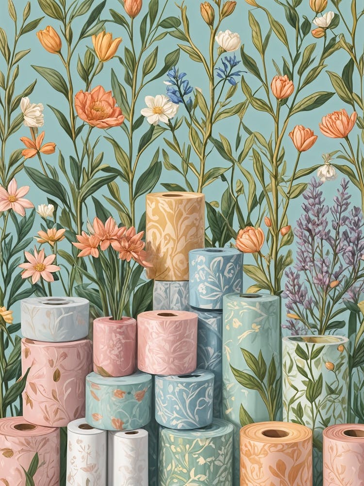 Floral Pastel Toilet Paper Rolls