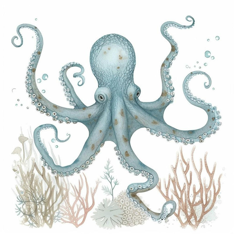 Blue Storybook Style With Seaweed & Coral 2