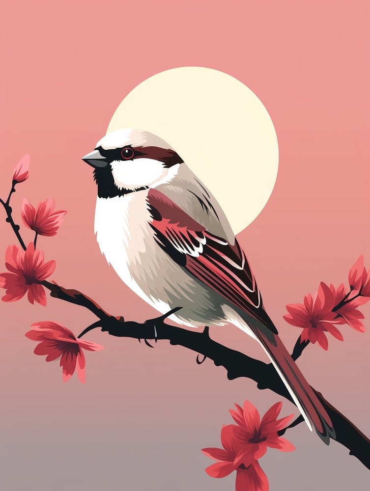 Minimalist House Sparrow 2 Illustration