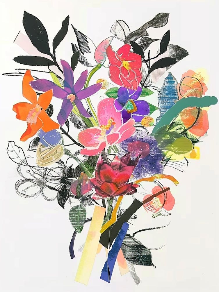 Bergamot 1 Collage Flower Bouquet