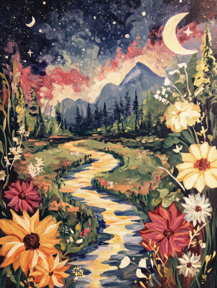 Night Sky With Flowers 2