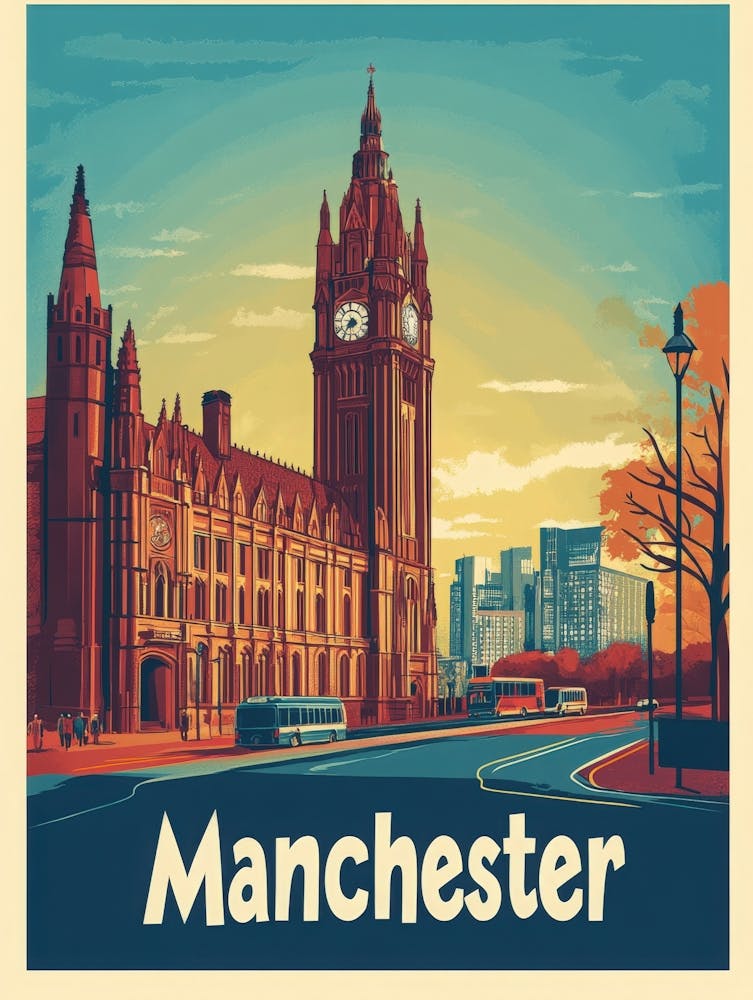 Aihrgdesign A Vintage Travel Poster Of Manchester Featuring T 2c3b3000 4595 4af2 B031 2a47b542f9fb 0