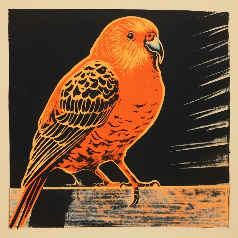 Retro Bird Lithograph Budgerigar 4