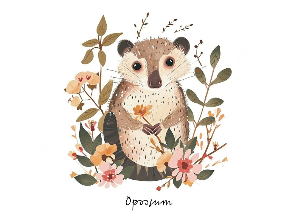 Little Floral Opossum 1 Poster
