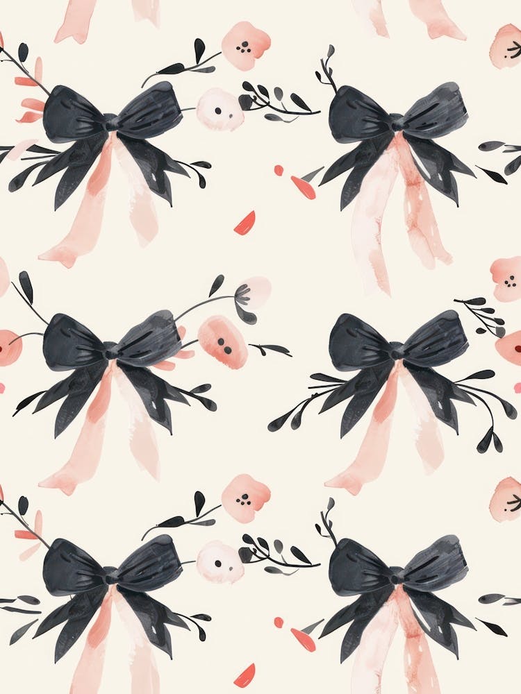 Pink And Black Bows 2 Pattern