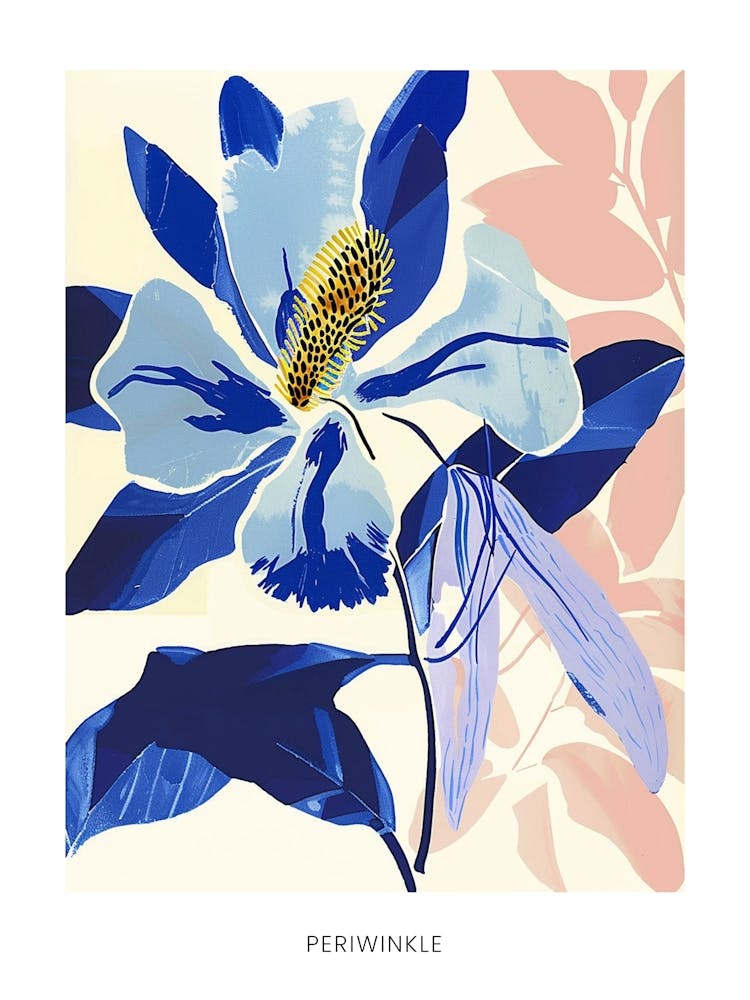 Colourful Flower Illustration Poster Periwinkle 2