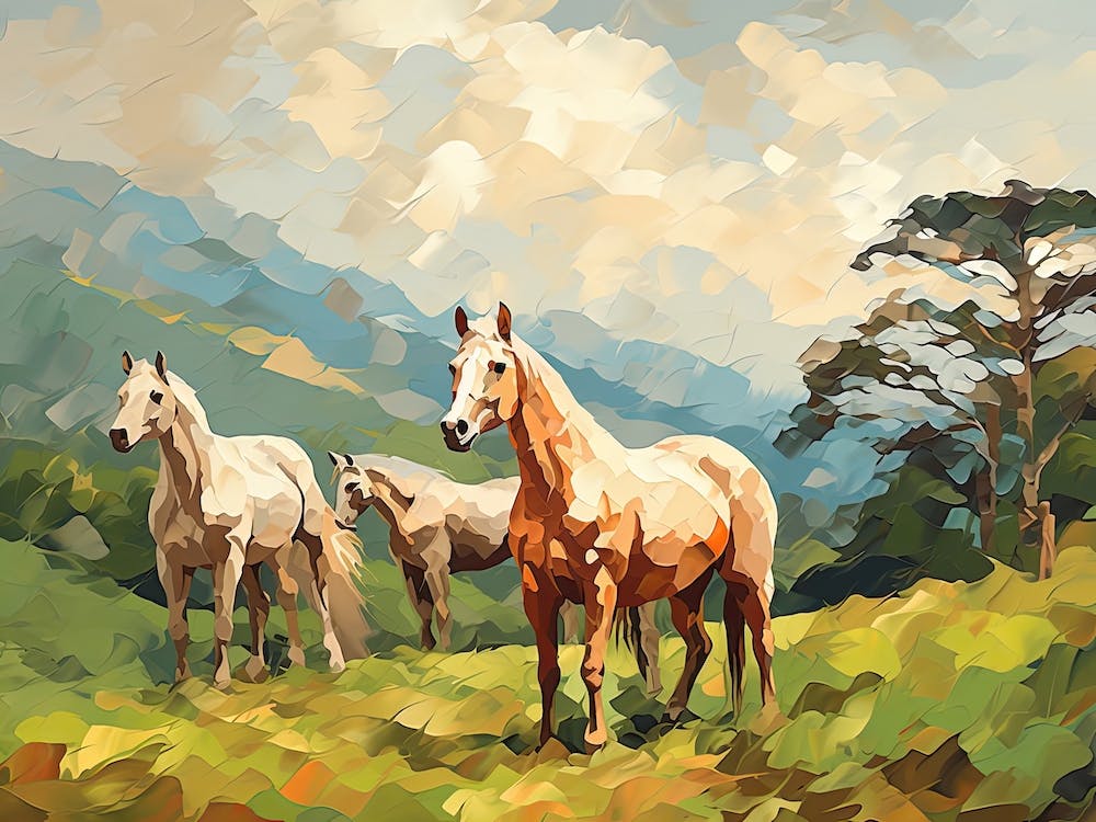 Horses Painting In Monteverde, Costa Rica, Landscape 1
