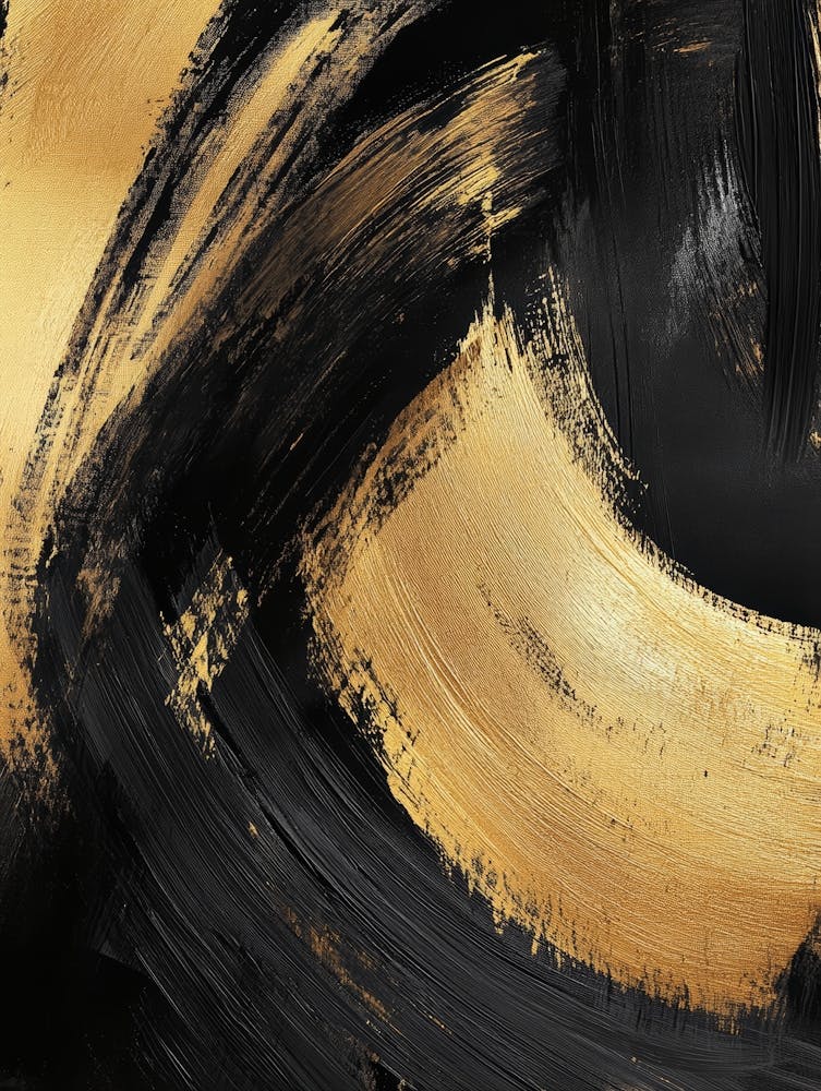 Abstract Gold And Black Painting 10