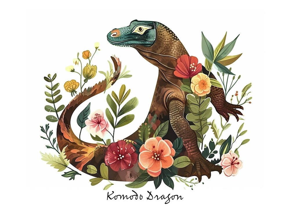 Kleiner floraler Komodowaran 2 Poster