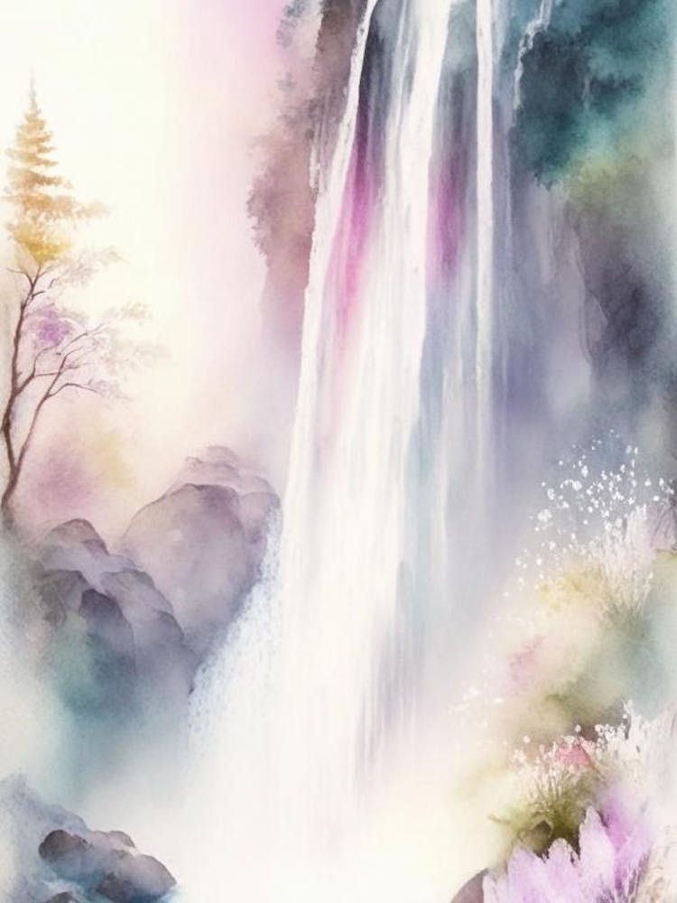 Waterfall Waterscape Gouache 1
