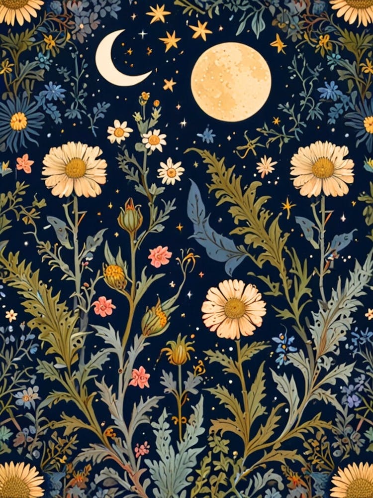WILLIAM MORRIS Moon And Flowers 2