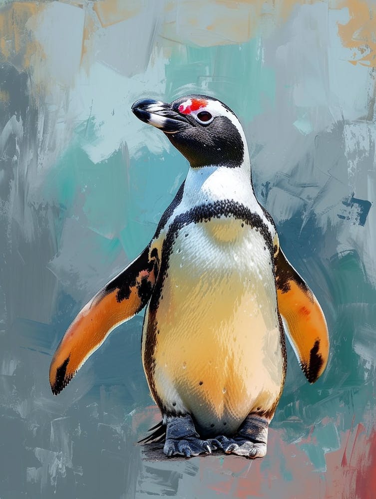 Galapagos Penguin Livingston Island Colour Block Painting 3