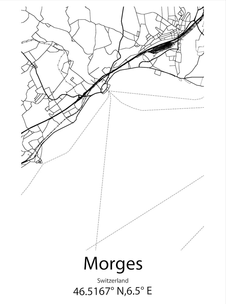 Morges,Switzerland Minimalist Map