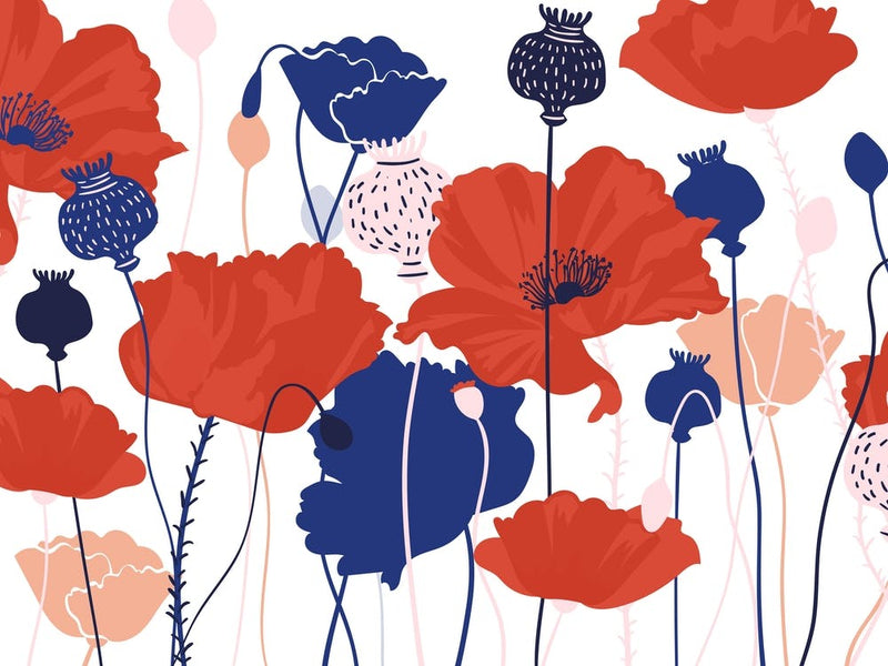 Red And Blue Summer Flowers