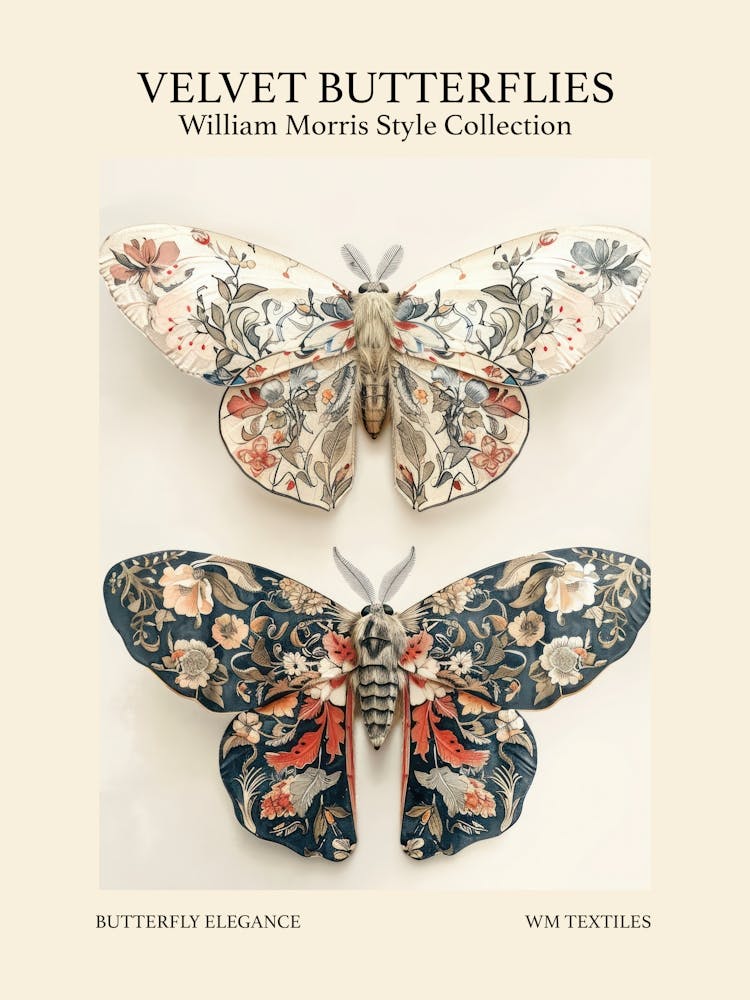 Velvet Butterflies Collection Butterfly Elegance William Morris Style 8