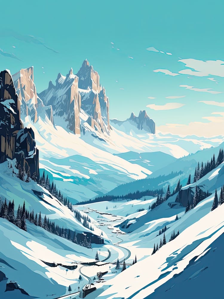 Cortina D Ampezzo   Italy, Ski Resort Illustration 1 Simple Style