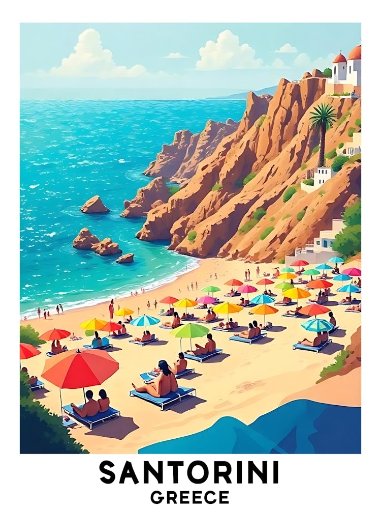 Santorini - Griechenland Vintage Reiseposter 15