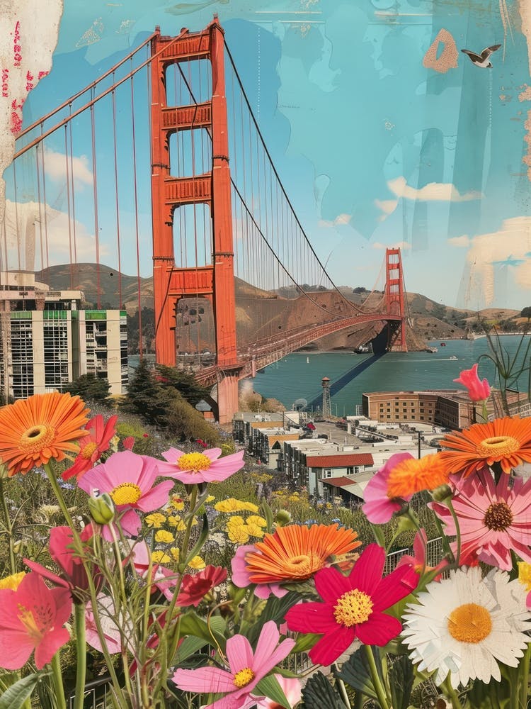 San Francisco   Floral Retro Collage Style 3