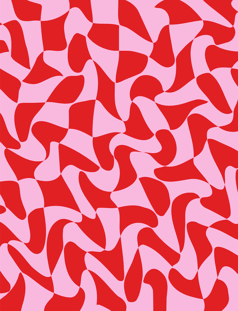 Pink and Red Wavy Warped Check