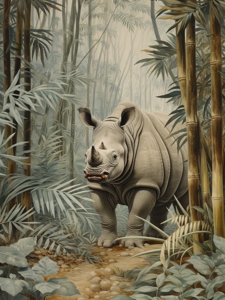 Cold Tones Of A Rhino Walking Through The Jungle 2