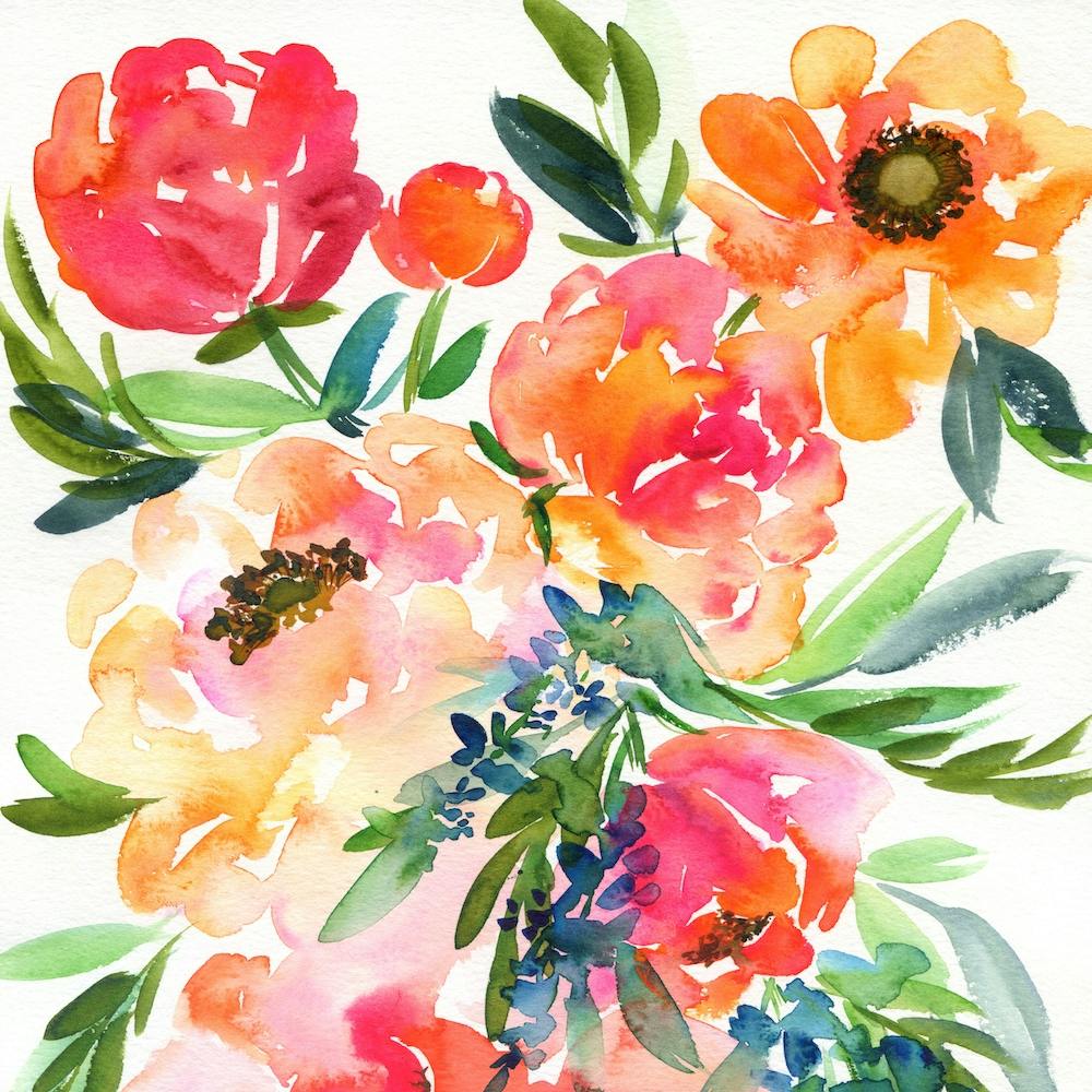 Peach Watercolor Peonies