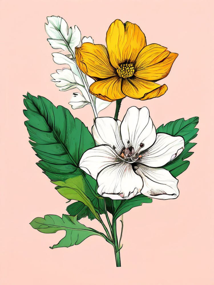 Flowers On A Pink Background 11