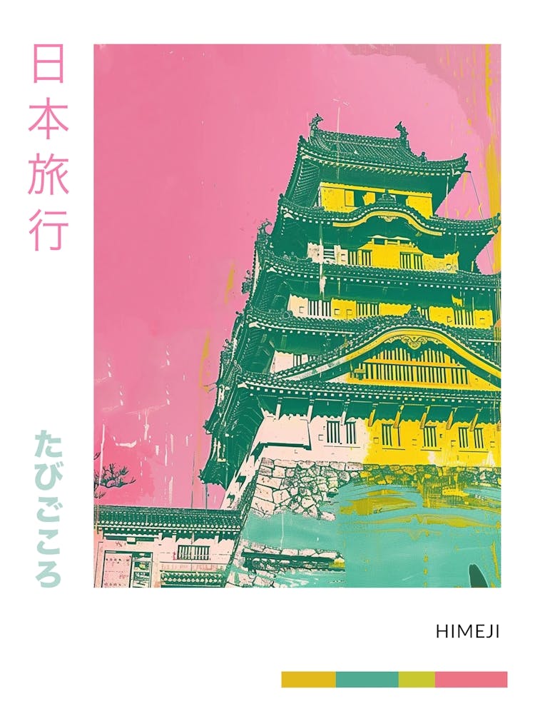 Himeji Japan Duotone Silkscreen Poster 9