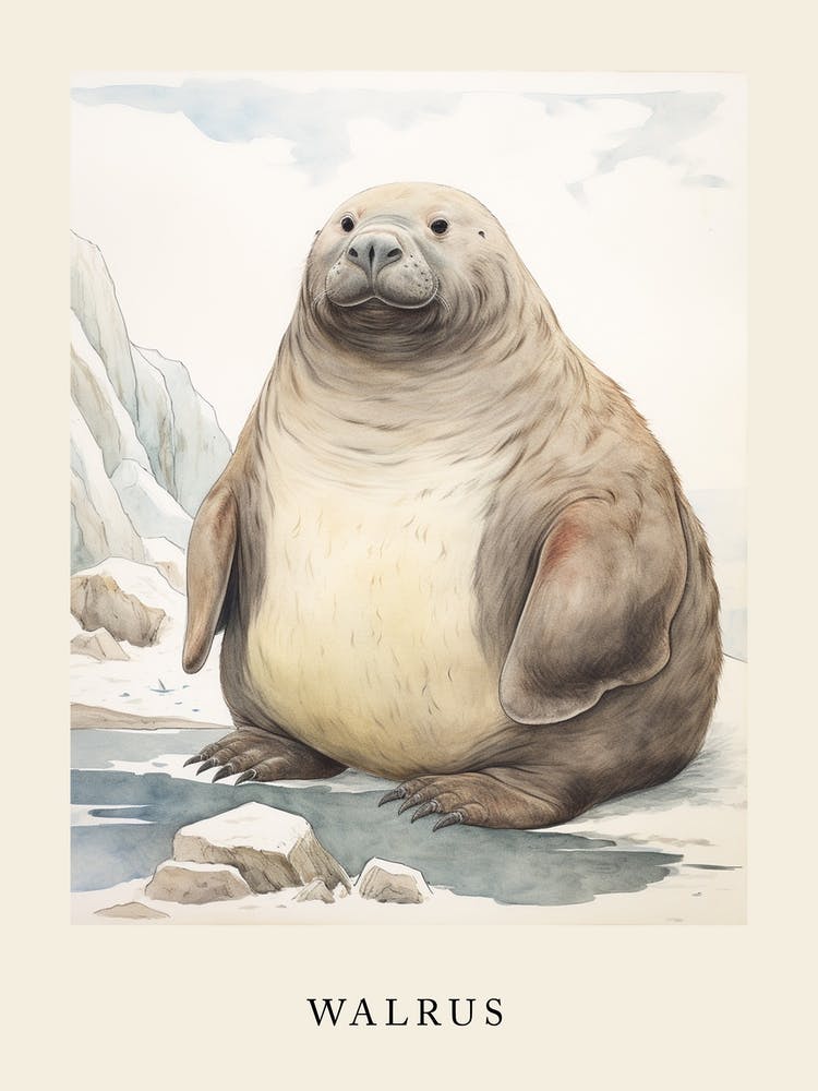 Beatrix Potter Inspired  Animal Watercolour Walrus 1