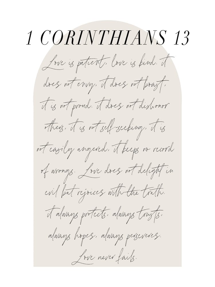 Love is patient love is kind 1 Corinthians 13 Minimal Boho Beige Arch Script 1
