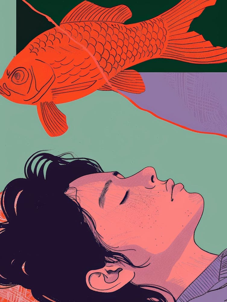 Girl Sleeping With A Fish