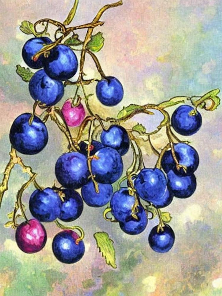 Blackcurrant Vintage Sketch Fruit