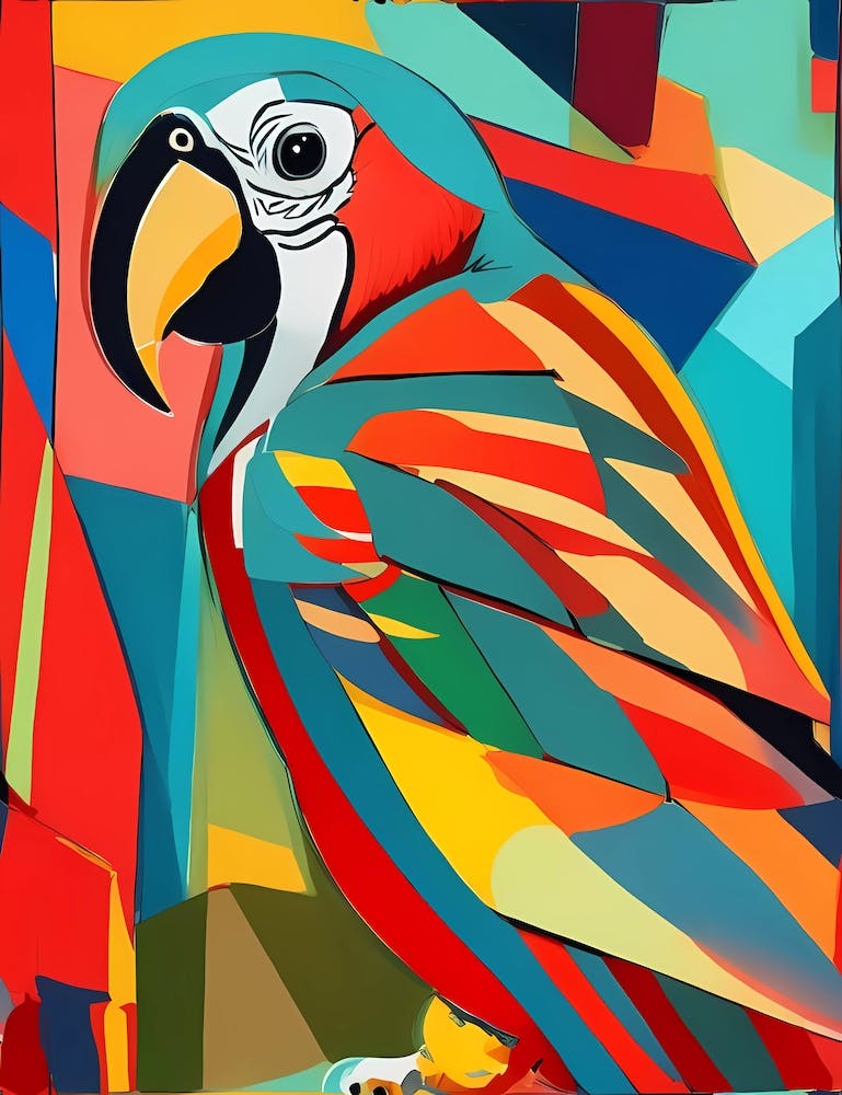 Parrot portrait in Cubism style
